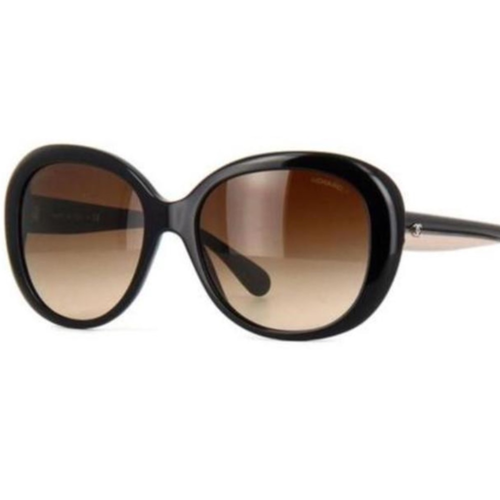 Authentic CHANEL - Black and Nude Ch 5312 C.943/S5 57mm Oversize Round Butterfly